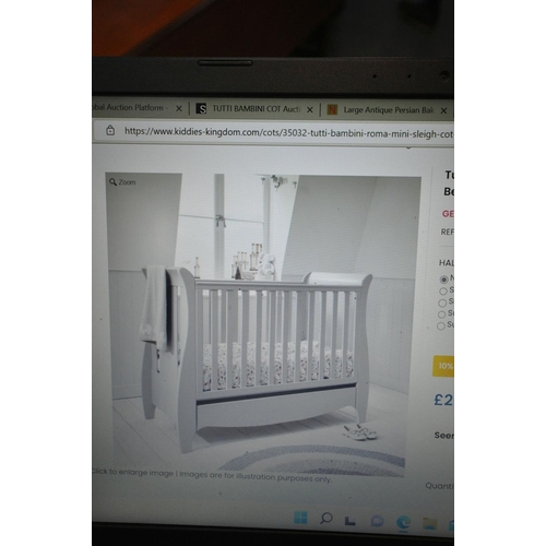 1275 - A TUTTI BAMBINI ROMA MINI COT BED, in a dove grey finish (condition - appears new in box)