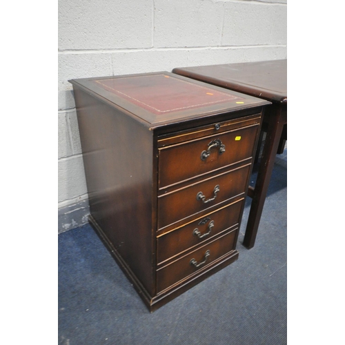 1296 - A 1940'S OAK DESK, with three drawers, width 122cm x depth 69cm x height 76cm, and a mahogany two dr... 