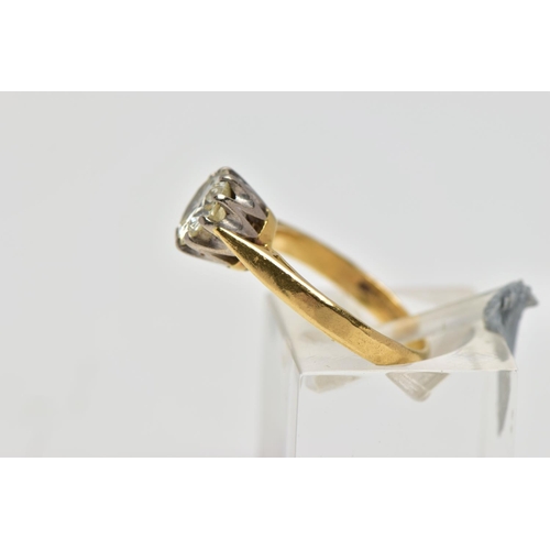 1 - AN 18CT GOLD DIAMOND SINGLE STONE RING, the brilliant cut diamond within a claw setting, to the tape... 