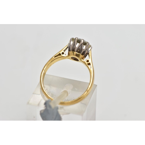 1 - AN 18CT GOLD DIAMOND SINGLE STONE RING, the brilliant cut diamond within a claw setting, to the tape... 