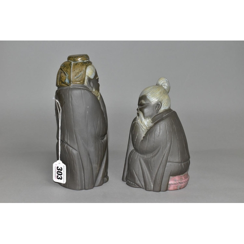 303 - TWO LLADRO GRES CHINESE FIGURINES, comprising 'Tall Chinese Man' a standing man no 2056, height 20cm... 