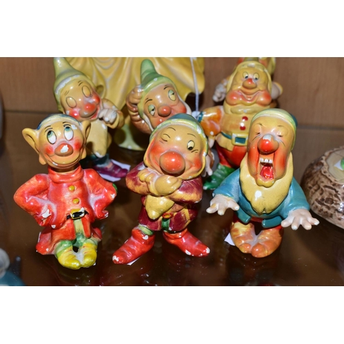 307 - WADE CELLULOSE SNOW WHITE AND THE SEVEN DWARFS FIGURES, designed by Jessie Van Hallen in 1938, talle... 