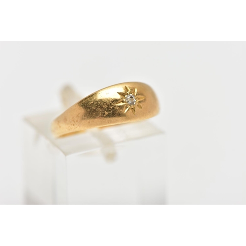 33 - AN 18CT GOLD DIAMOND RING, designed as a star set old cut diamond, with tapered band, hallmarked Che... 