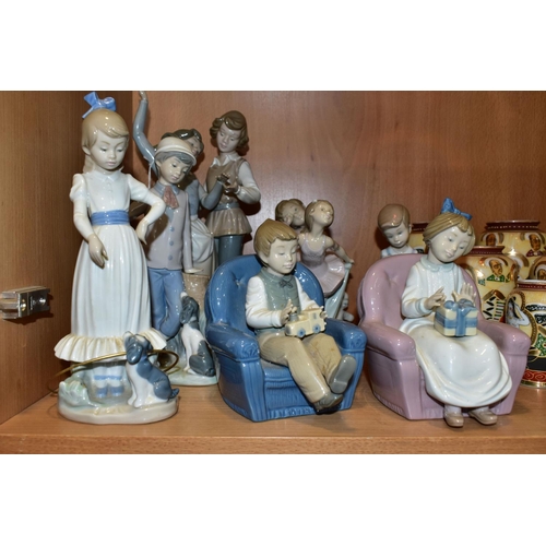 331 - A LLADRO FIGURE GROUP, NAO FIGURINES AND JAPANESE SATSUMA PORCELAIN, to include a Lladro 'Folk Danci... 