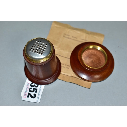 352 - A TUNBRIDGEWARE STYLE NUTMEG GRATER, the lid, with inlaid star pattern, unscrews to reveal the metal... 