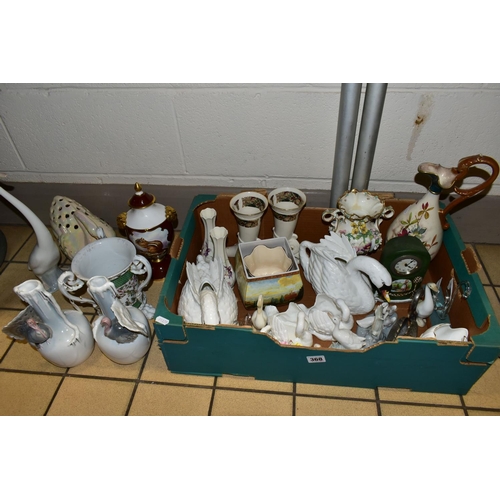 368 - A BOX AND LOOSE CERAMICS AND SUNDRY ITEMS, to include a tall Nao goose height 33.5cm, a Nao group of... 