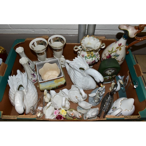 368 - A BOX AND LOOSE CERAMICS AND SUNDRY ITEMS, to include a tall Nao goose height 33.5cm, a Nao group of... 