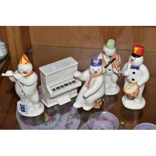 389 - A GROUP OF FOUR ROYAL DOULTON 'THE SNOWMAN GIFT COLLECTION' FIGURES AND MATCHING PIANO, comprising D... 