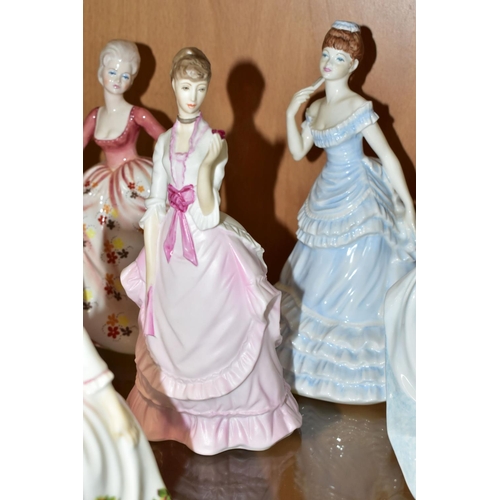 393 - TEN ROYAL DOULTON, COALPORT AND ROYAL WORCESTER FIGURINES, comprising Royal Doulton: Old Country Ros... 