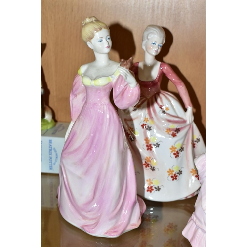 393 - TEN ROYAL DOULTON, COALPORT AND ROYAL WORCESTER FIGURINES, comprising Royal Doulton: Old Country Ros... 