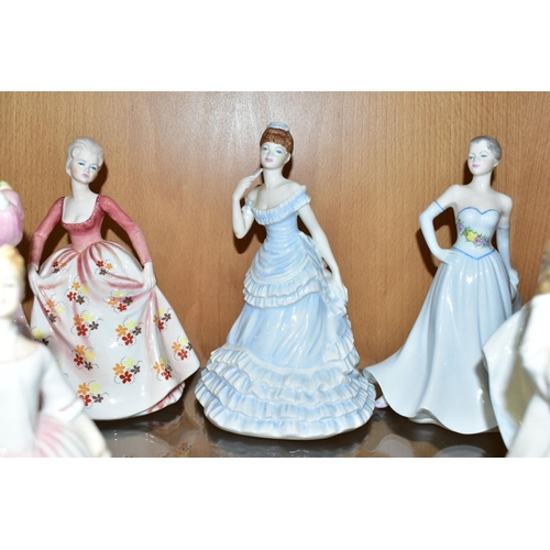 393 - TEN ROYAL DOULTON, COALPORT AND ROYAL WORCESTER FIGURINES, comprising Royal Doulton: Old Country Ros... 