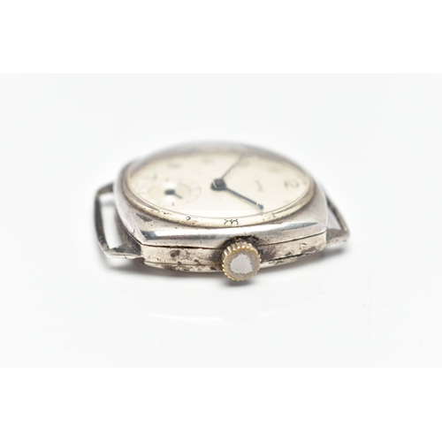 45 - A WHITE METAL SMITHS WATCH HEAD, manual wind, cream colour dial, with Arabic hourly markers, second ... 