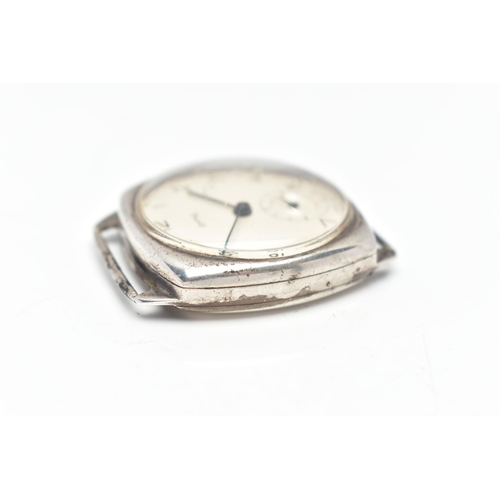 45 - A WHITE METAL SMITHS WATCH HEAD, manual wind, cream colour dial, with Arabic hourly markers, second ... 