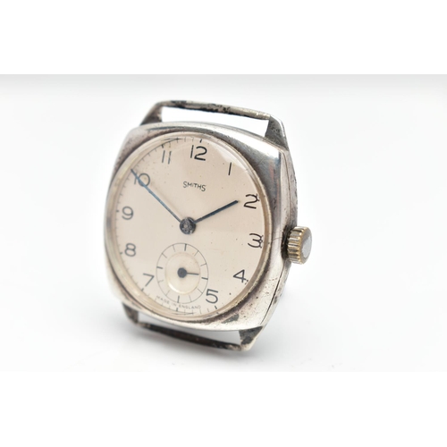 45 - A WHITE METAL SMITHS WATCH HEAD, manual wind, cream colour dial, with Arabic hourly markers, second ... 