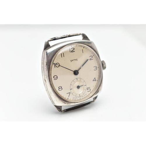 45 - A WHITE METAL SMITHS WATCH HEAD, manual wind, cream colour dial, with Arabic hourly markers, second ... 