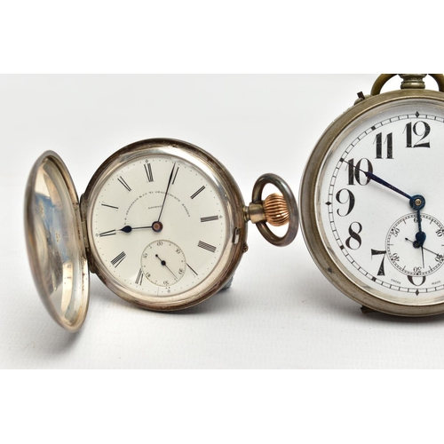 54 - THREE EARLY 20TH CENTURY POCKET WATCHES, to include a gold plated pocket watch, inner case signed El... 