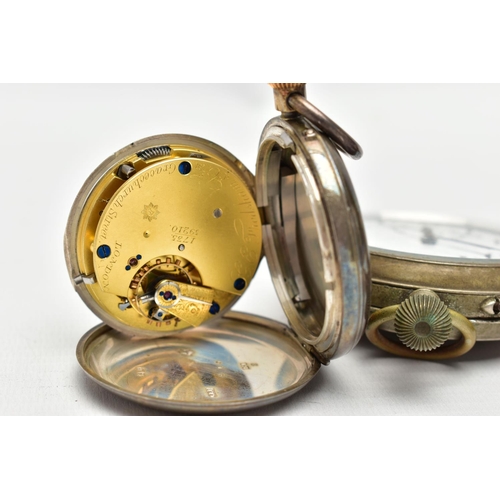 54 - THREE EARLY 20TH CENTURY POCKET WATCHES, to include a gold plated pocket watch, inner case signed El... 