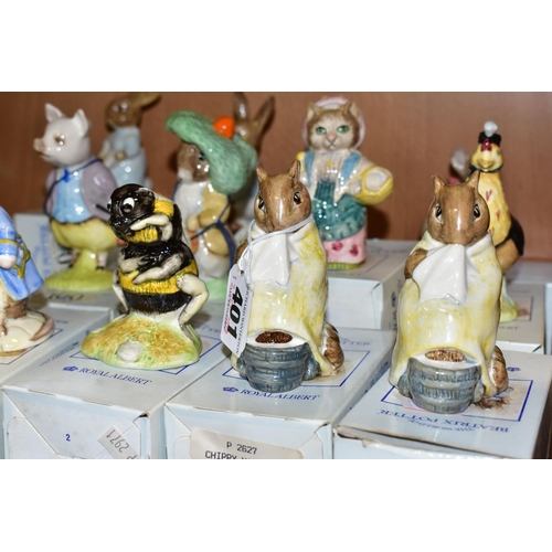 401 - TWELVE BOXED BESWICK AND ROYAL ALBERT BEATRIX POTTER FIGURES comprising two Beswick Chippy Hackee wi... 