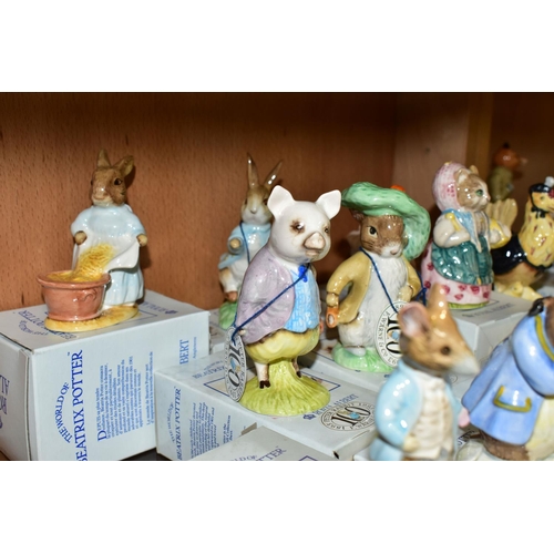 401 - TWELVE BOXED BESWICK AND ROYAL ALBERT BEATRIX POTTER FIGURES comprising two Beswick Chippy Hackee wi... 