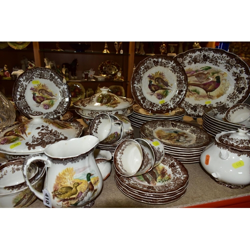 410 - A ROYAL WORCESTER PALISSY 'GAME SERIES' PATTERN DINNER SET comprising one integral gravy jug, one la... 