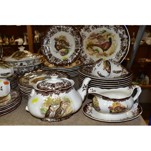 410 - A ROYAL WORCESTER PALISSY 'GAME SERIES' PATTERN DINNER SET comprising one integral gravy jug, one la... 