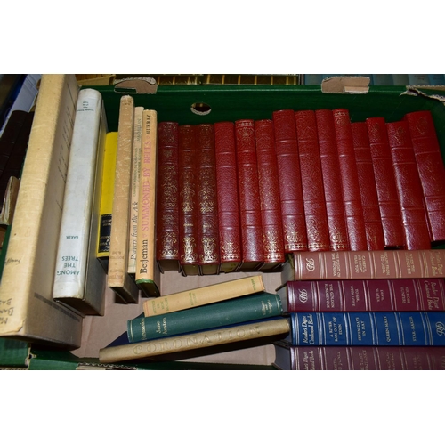 417 - BOOKS, five boxes containing approximately 155 titles in hardback format to include a large collecti... 