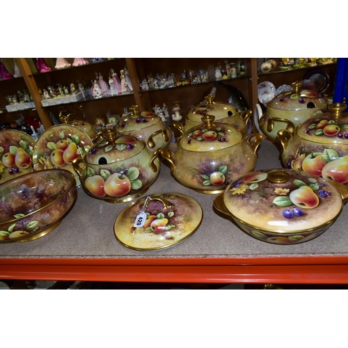 420 - EIGHT COVERED SOUP TUREENS HAND PAINTED BY PETER GOSLING, comprising eight English fine china soup t... 