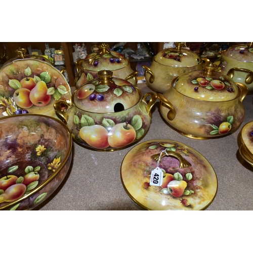 420 - EIGHT COVERED SOUP TUREENS HAND PAINTED BY PETER GOSLING, comprising eight English fine china soup t... 