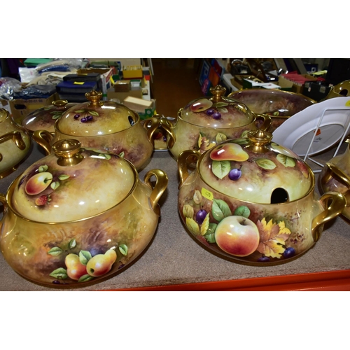 420 - EIGHT COVERED SOUP TUREENS HAND PAINTED BY PETER GOSLING, comprising eight English fine china soup t... 