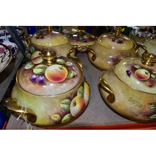 420 - EIGHT COVERED SOUP TUREENS HAND PAINTED BY PETER GOSLING, comprising eight English fine china soup t... 