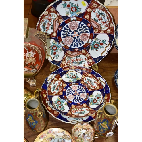 426 - A QUANTITY OF ORIENTAL CERAMICS, comprising two hand painted apricot and gold Noritake trios decorat... 