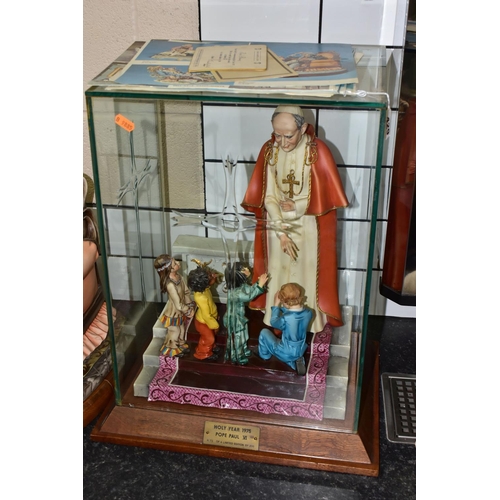 429 - A CAPO DI MONTE PORCELAIN FIGURE OF POPE PAUL VI BLESSING A GROUP OF FOUR CHILDREN 1975, a limited e... 