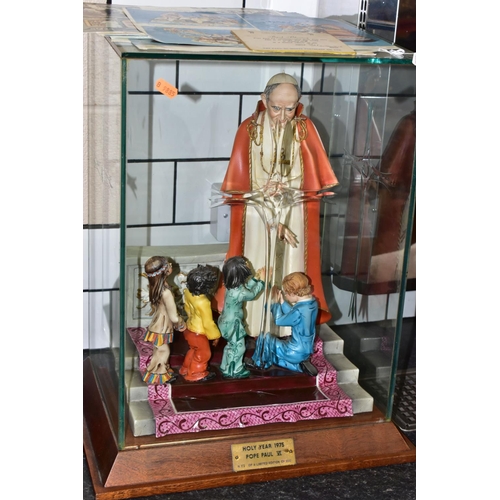 429 - A CAPO DI MONTE PORCELAIN FIGURE OF POPE PAUL VI BLESSING A GROUP OF FOUR CHILDREN 1975, a limited e... 