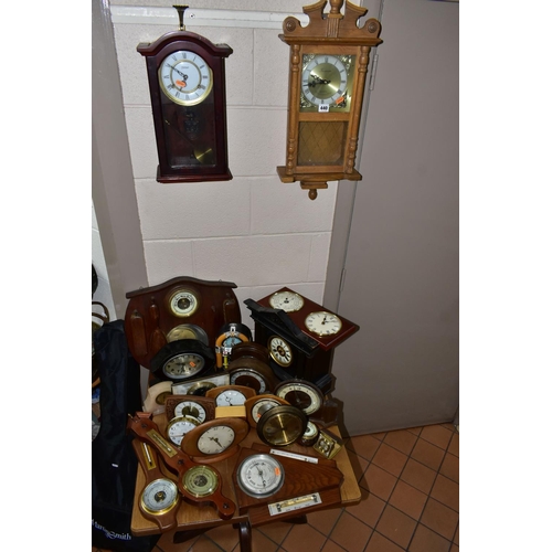 440 - A COLLECTION OF ASSORTED CLOCKS, BAROMETERS AND MANTEL CLOCKS, comprising an Art Deco style Harrod's... 