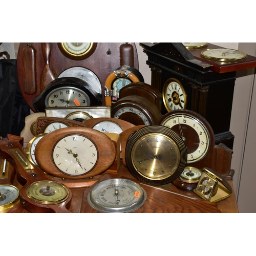 440 - A COLLECTION OF ASSORTED CLOCKS, BAROMETERS AND MANTEL CLOCKS, comprising an Art Deco style Harrod's... 