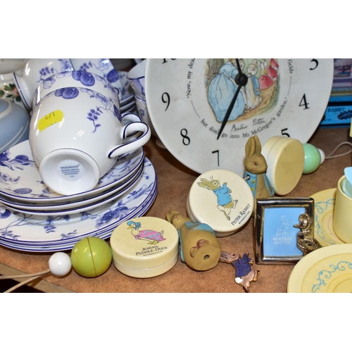 471 - A QUANTITY OF WEDGWOOD PETER RABBIT ITEMS TOGETHER WITH WEDGWOOD TEAWARES, to include two Wedgwood '... 