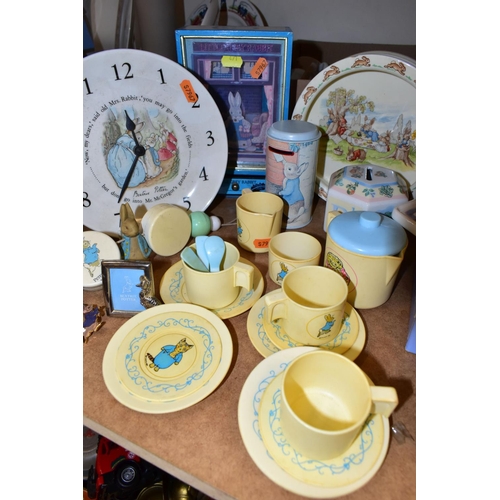 471 - A QUANTITY OF WEDGWOOD PETER RABBIT ITEMS TOGETHER WITH WEDGWOOD TEAWARES, to include two Wedgwood '... 