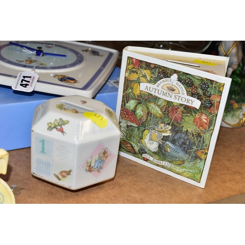 471 - A QUANTITY OF WEDGWOOD PETER RABBIT ITEMS TOGETHER WITH WEDGWOOD TEAWARES, to include two Wedgwood '... 