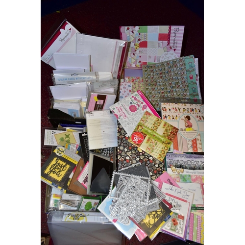 478 - NINE BOXES AND LOOSE EMBOSSING FOLDERS, CUTTING DIES, CARD BLANKS, AND CRAFT PAPERS, to include a qu... 