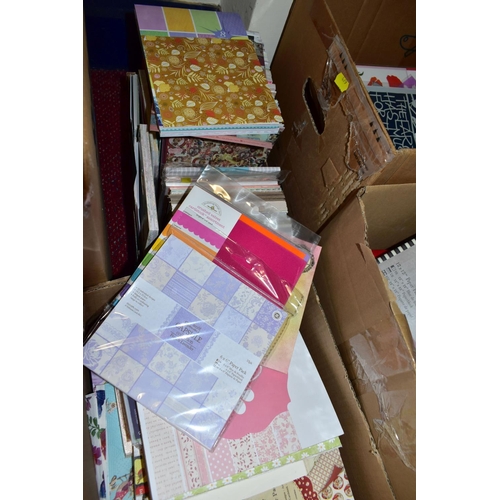 479 - THIRTEEN BOXES OF CRAFT PAPERS, STICKERS AND STENCILS, to include craft papers in 12x12'', 8x8'', 6x... 