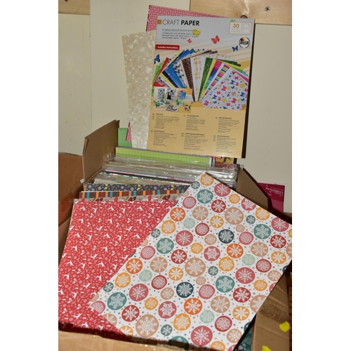 479 - THIRTEEN BOXES OF CRAFT PAPERS, STICKERS AND STENCILS, to include craft papers in 12x12'', 8x8'', 6x... 