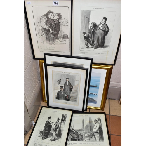 490 - SIX HONORE DAUMIER PRINTS OF COURT ROOM / LEGAL SCENES, including a numbered limited edition 'Les Be... 