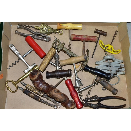 494 - THREE BOXES OF ASSORTED SUNDRIES to include a collection of corkscrews, clay pipes, an ebony ink wel... 