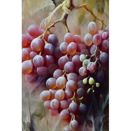 498 - JOSE MANUEL REYES (SPANISH 1963) ' UVAS ROJAS II', a still life study of a bunch of red grapes, sign... 