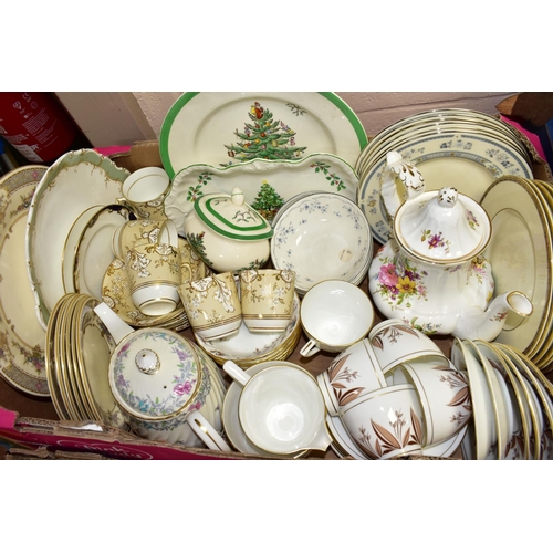 499 - TWO BOXES OF TEAWARES to include eight novelty teapots, a collection of thimbles with a display shel... 