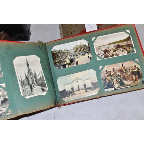 515 - POSTCARDS, two albums containing approximately  328 postcards, album one features 172 postcards of b... 