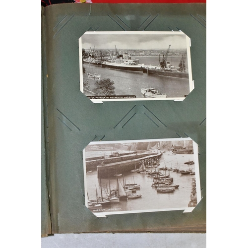 515 - POSTCARDS, two albums containing approximately  328 postcards, album one features 172 postcards of b... 