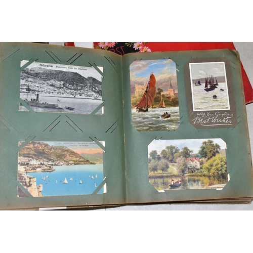 515 - POSTCARDS, two albums containing approximately  328 postcards, album one features 172 postcards of b... 