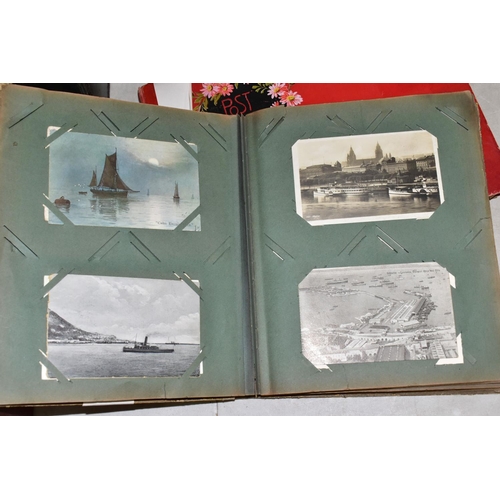 515 - POSTCARDS, two albums containing approximately  328 postcards, album one features 172 postcards of b... 