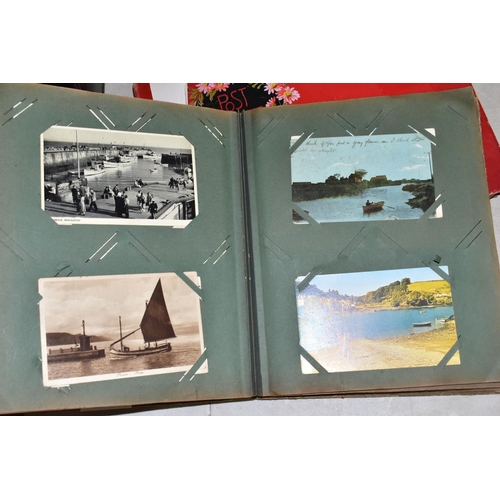 515 - POSTCARDS, two albums containing approximately  328 postcards, album one features 172 postcards of b... 